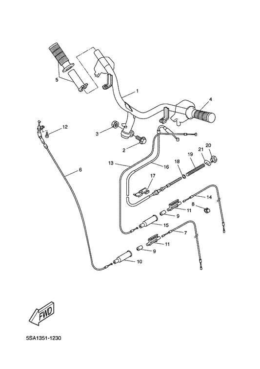 Yamaha 4SB-F6331-00 Cable, Starter 1 — shown on the Steering Handle & Cable parts diagram