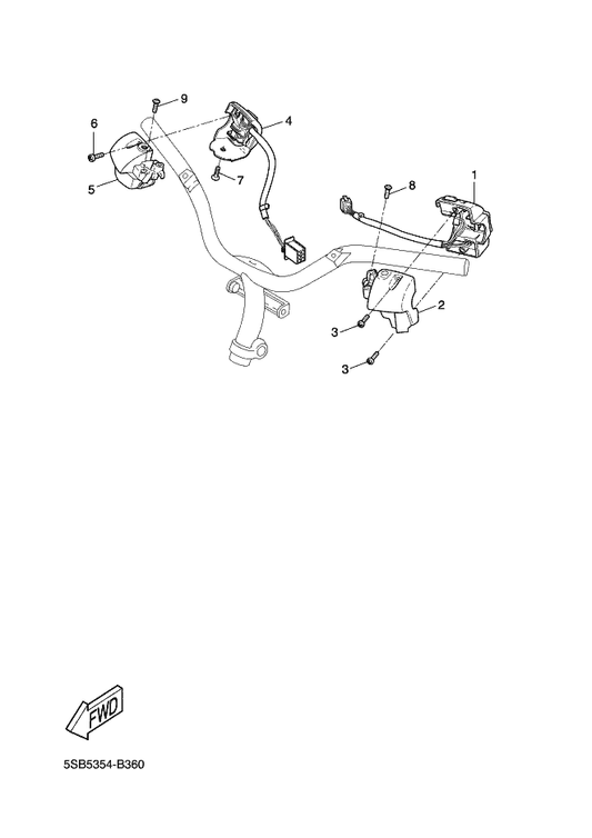 Yamaha 5WJ-H3972-00 Switch, Handle 4 — shown on the Handle Switch & Lever parts diagram
