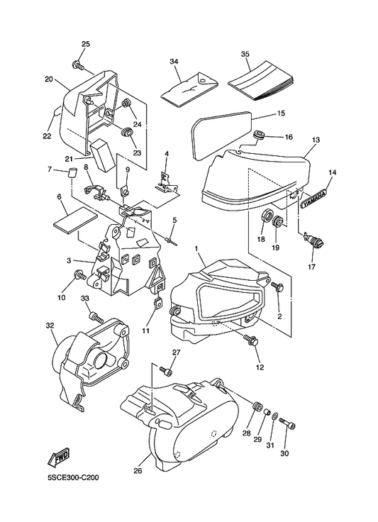 Yamaha 4VR-21741-00 Cover, Side 4 — shown on the Side Cover parts diagram
