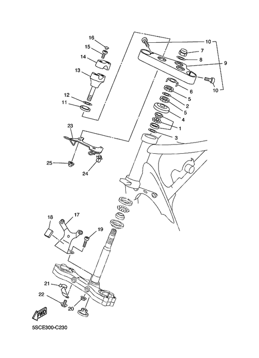 Yamaha 5BN-2317J-00 Damper 1 — shown on the Steering parts diagram