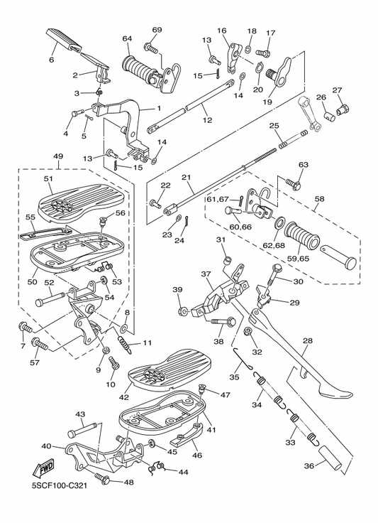 Yamaha 90506-20369 Spring, Tension — shown on the Stand & Footrest parts diagram