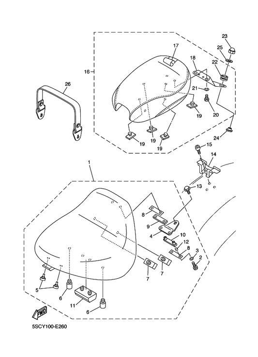 Yamaha 5BN-24741-00 . Pad, Seat — shown on the Seat parts diagram