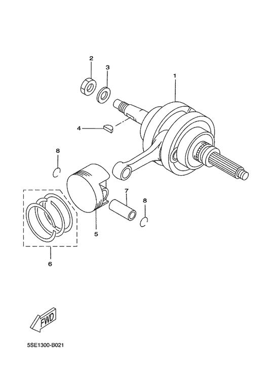 Yamaha 90201-16X20 Washer, Plate — shown on the Crankshaft & Piston parts diagram
