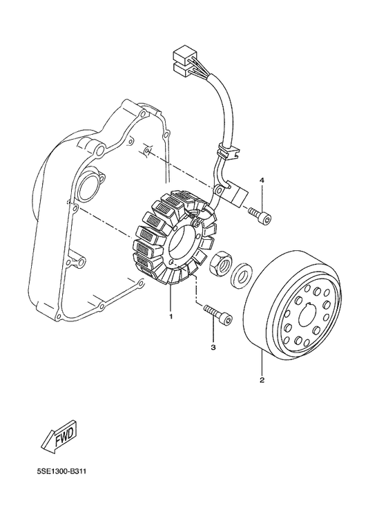 Yamaha 1C0-H1450-30 Rotor Assy — shown on the Generator parts diagram