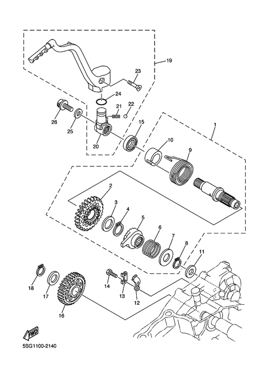 Yamaha 5NX-15621-01 . Boss, Kick Crank — shown on the Starter parts diagram