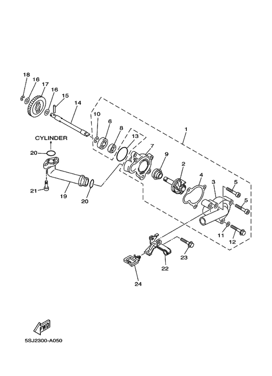 Yamaha 4HC-12428-10 . Gasket, Housing Cover 2 — shown on the Water Pump parts diagram