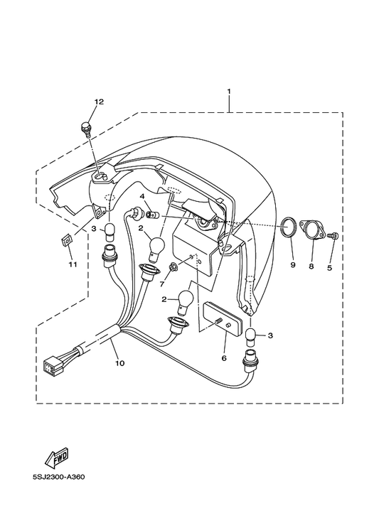 Yamaha 5SJ-84735-00 . Cord Assy — shown on the Taillight parts diagram