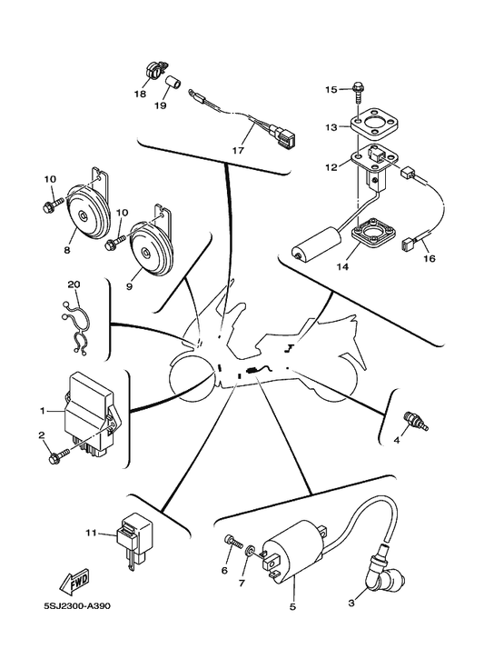 Yamaha JT2-85700-00 Thermistor Assy — shown on the Electrical 2 parts diagram