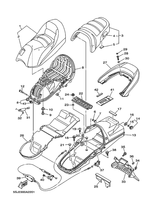 Yamaha 341-23469-00 Cap, Bolt — shown on the Seat parts diagram