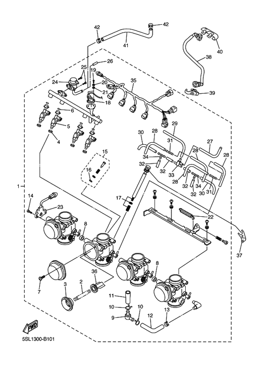 Yamaha 5SL-13906-00 . Regulator, Pressure — shown on the Intake 2 parts diagram