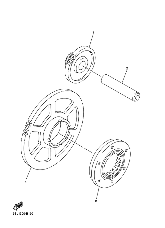 Yamaha 20S-15512-00 Gear, Idler 1 — shown on the Starter parts diagram