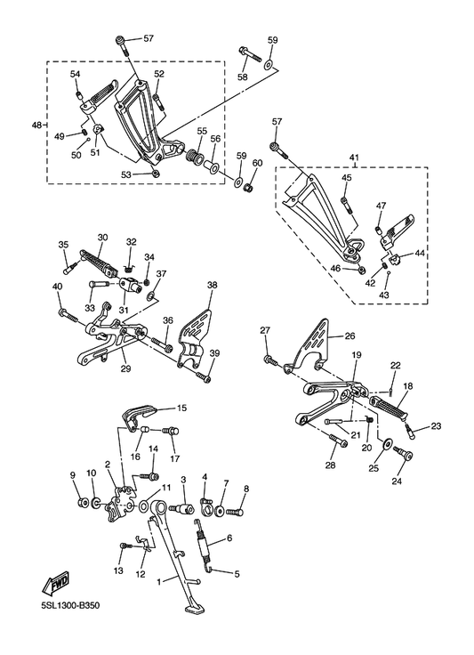 Yamaha 5SL-27424-00 . Damper, Footrest 2 — shown on the Stand & Footrest parts diagram