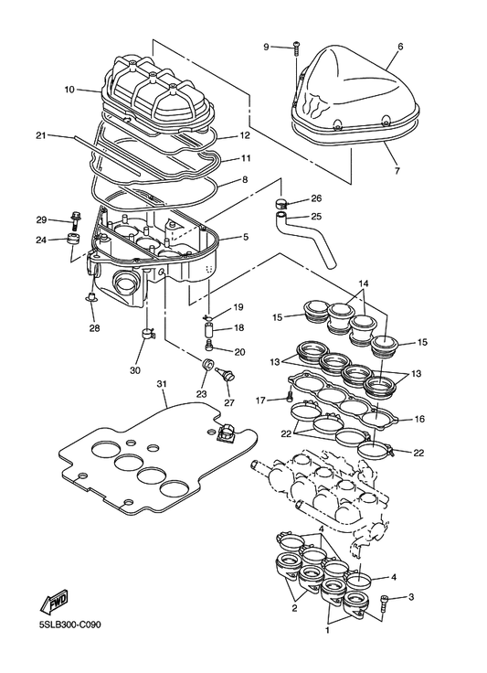 Yamaha 5SL-12682-10 Protector, Heat — shown on the Intake parts diagram