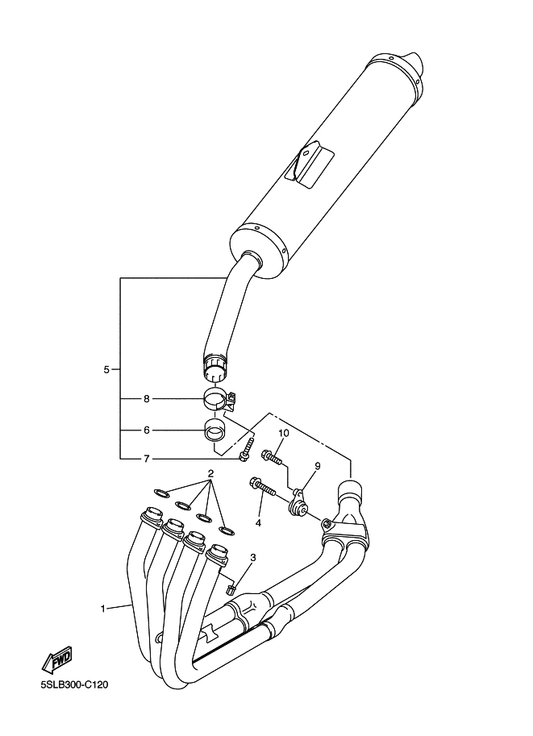 Yamaha 5SL-14602-01 Exhaust Pipe Comp. — shown on the Exhaust parts diagram