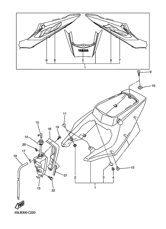 Yamaha 90119-06059 Bolt, With Washer — shown on the Side Cover parts diagram