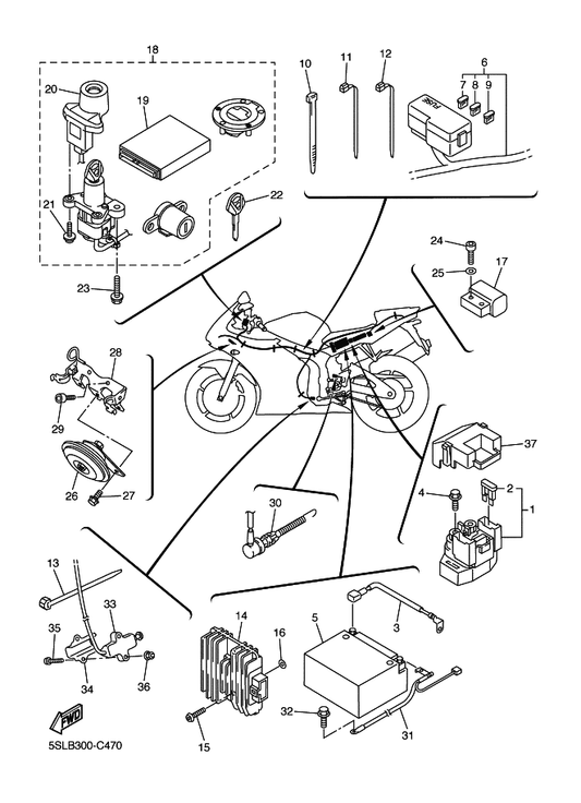 Yamaha 5SL-82530-00 Stop Switch Assy — shown on the Electrical 2 parts diagram