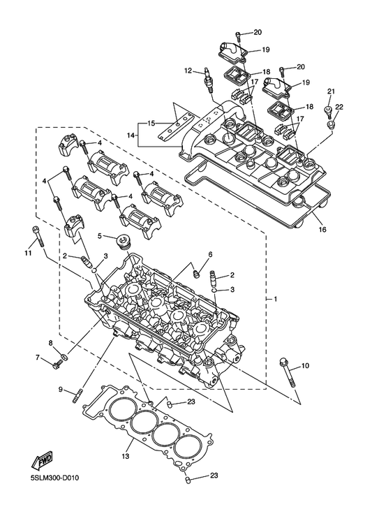 Yamaha 5SL-11181-00 Gasket, Cylinder Head 1 — shown on the Cylinder parts diagram