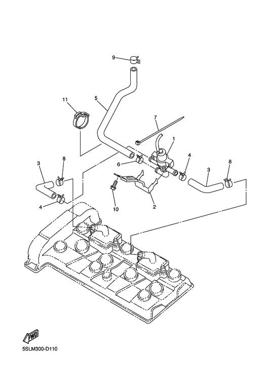 Yamaha 5SL-14840-00 Air Cut Valve Ass'Y — shown on the Air Induction System parts diagram
