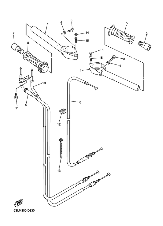Yamaha 5SL-26311-00 Cable, Throttle 1 — shown on the Steering Handle & Cable parts diagram