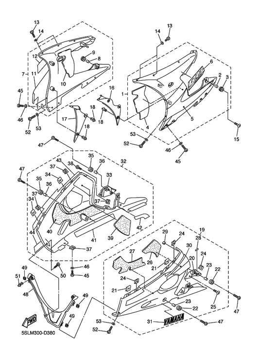 Yamaha 5SL-283A2-00 . Graphic, Under Cover 2 — shown on the Cowling 2 parts diagram