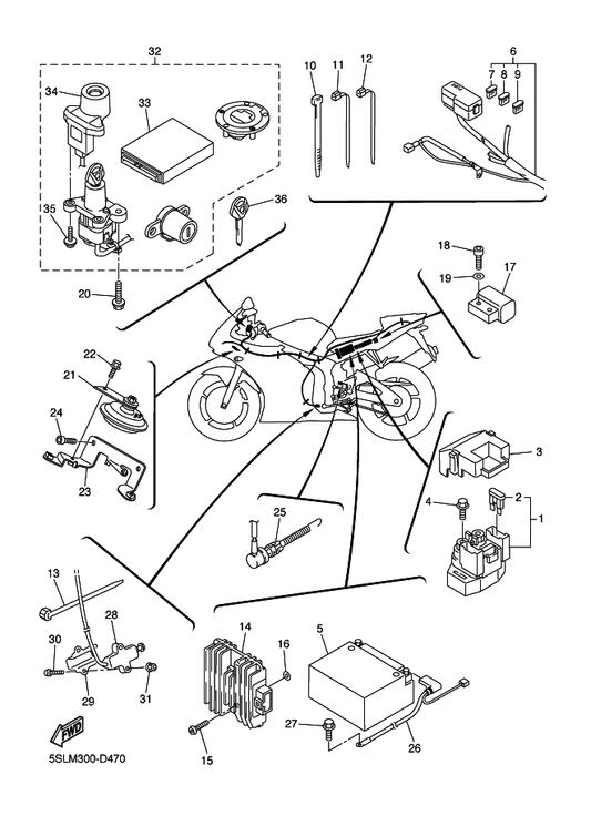 Yamaha 5SL-81940-12 Starter Relay Assy — shown on the Electrical 2 parts diagram