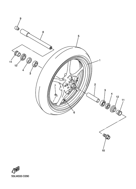 Yamaha 4XV-25118-00 Cover, Hub Dust — shown on the Front Wheel parts diagram