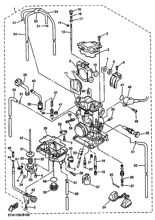 Yamaha 5TA-14916-Y1 . Needle (#Ncyq) — shown on the Carburetor parts diagram