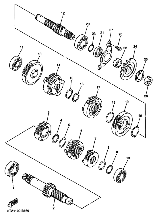 Yamaha 5TA-17402-00 Drive Axle Assy — shown on the Transmission parts diagram