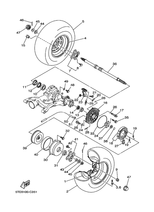 Yamaha 5VH-F5898-00 Gasket — shown on the Rear Wheel parts diagram