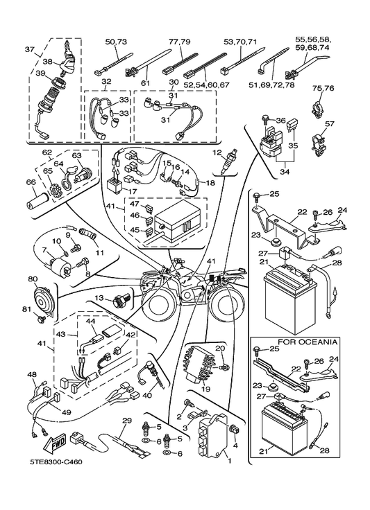 Yamaha 5GH-83530-10 Pilot Light Assy — shown on the Electrical 1 parts diagram