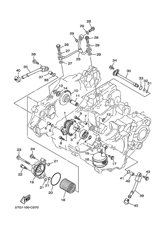 Yamaha 90401-08176 Bolt, Union — shown on the Oil Pump parts diagram