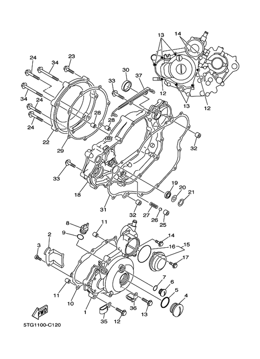 Yamaha 5TA-15462-00 Gasket, Crankcase Cover 3 — shown on the Crankcase Cover 1 parts diagram