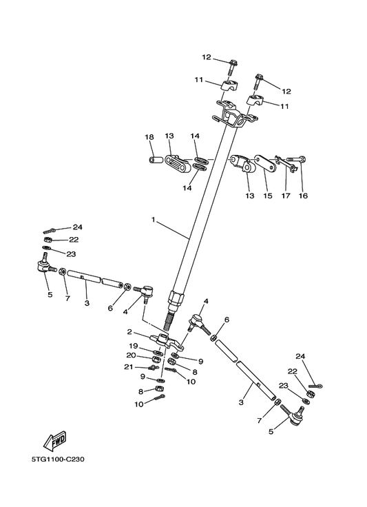 Yamaha 5TG-23813-00 Column, Steering 2 — shown on the Steering parts diagram
