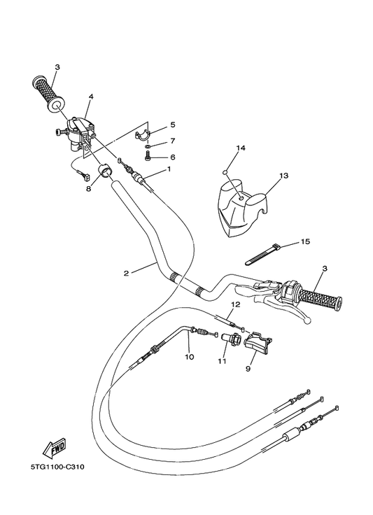 Yamaha 5TG-26341-00 Cable, Brake — shown on the Steering Handle & Cable parts diagram