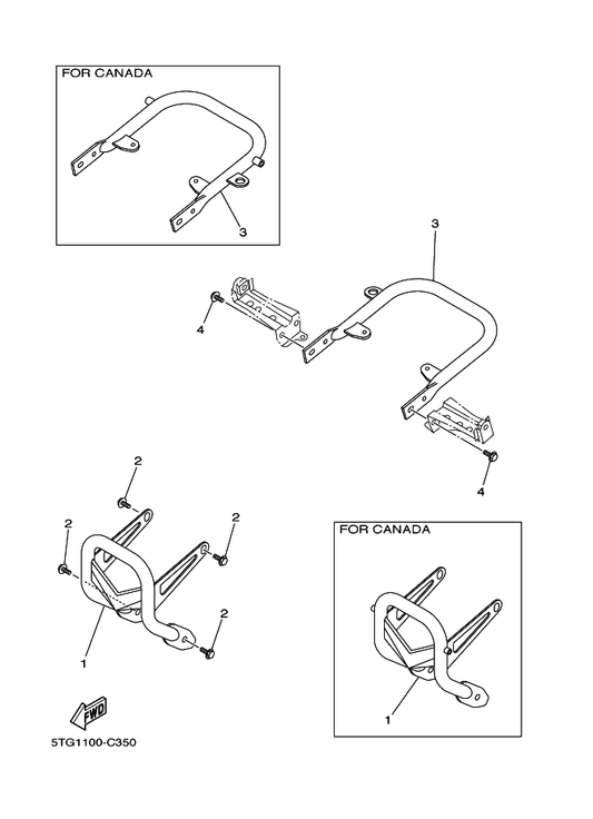 Yamaha 5TG-2845N-60 Bar, Carry Front — shown on the Guard parts diagram