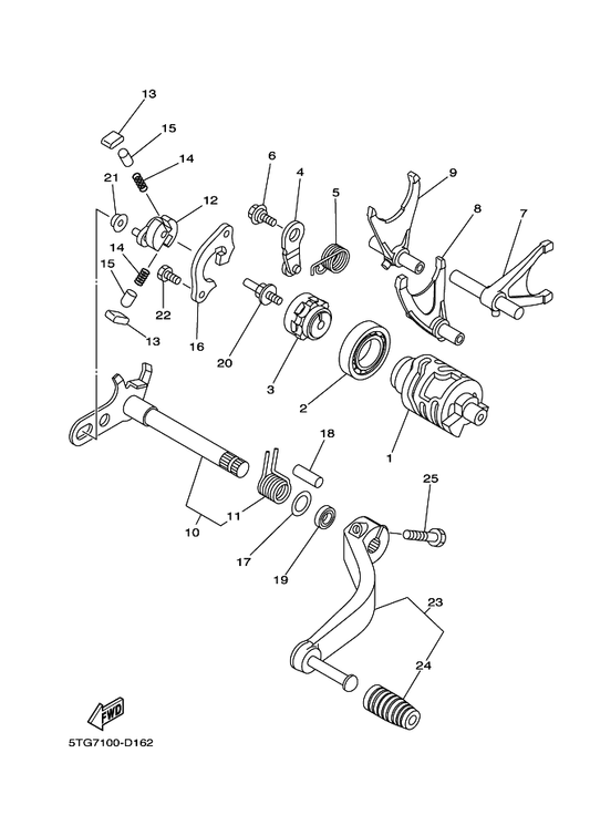 Yamaha 5TG-18503-00 Fork, Shift 3 — shown on the Shift Cam & Fork parts diagram