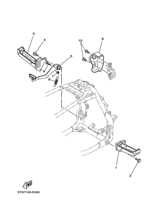 Yamaha 5TG-27411-01 Footrest 1 — shown on the Stand & Footrest parts diagram