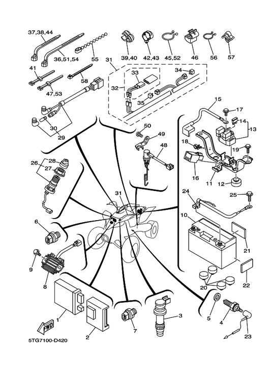 Yamaha 90464-05188 Clamp — shown on the Electrical 1 parts diagram