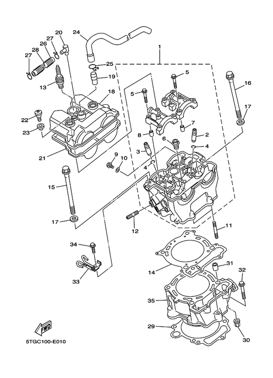 Yamaha 5D3-11167-00 Pipe, Breather 2 — shown on the Cylinder parts diagram