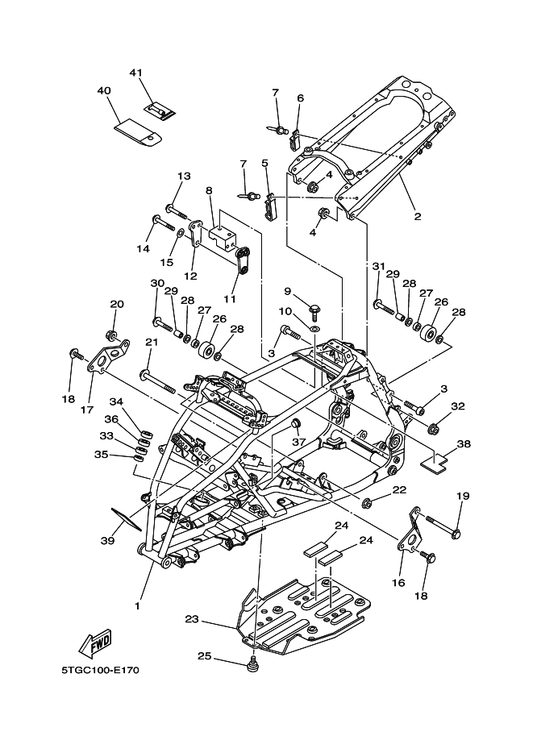 Yamaha 90111-10031 Bolt,Hex. Socket Button — shown on the Frame parts diagram