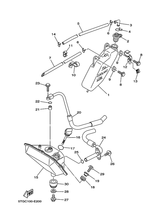 Yamaha 5D3-13464-00 Hose, Oil 1 — shown on the Oil Tank parts diagram