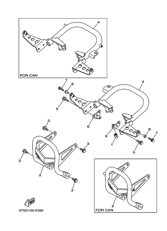 Yamaha 5D3-2845R-00 Bar, Carry Rear — shown on the Guard parts diagram