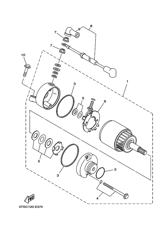 Yamaha 5TG-81815-00 Cord, Starter Motor — shown on the Starting Motor parts diagram