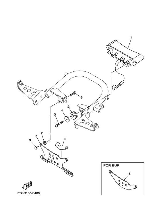 Yamaha 90480-25001 Grommet — shown on the Taillight 2 parts diagram