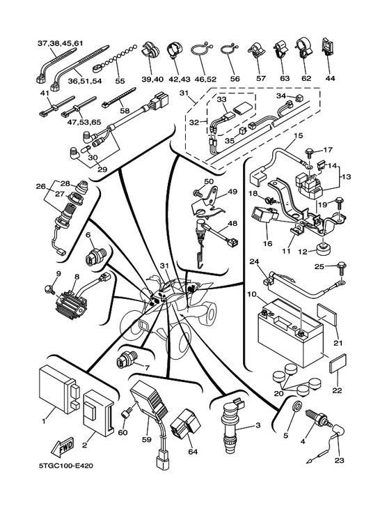 Yamaha 5TG-82590-10 Wire Harness Assy — shown on the Electrical 1 parts diagram