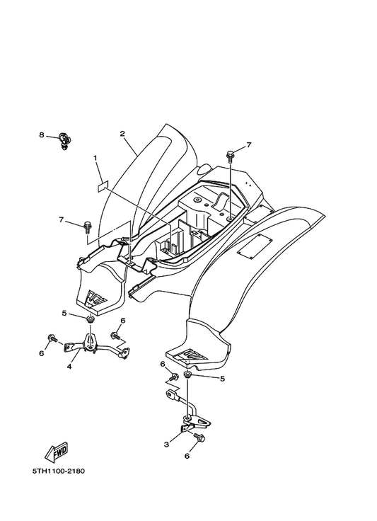 Yamaha 3GB-21613-00 Stay, Fender 1 — shown on the Rear Fender parts diagram