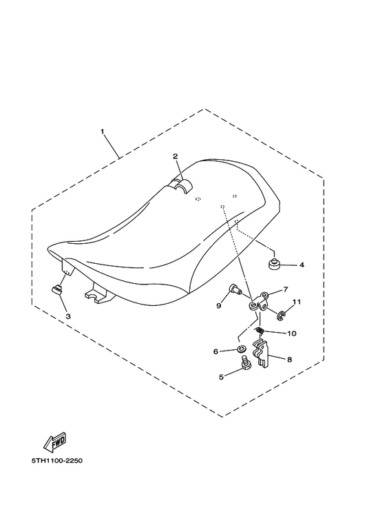 Yamaha 5TH-2470F-00 . Seat Cover Comp. — shown on the Seat parts diagram