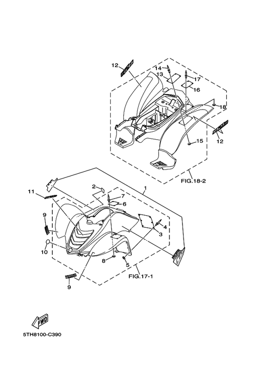 Yamaha 5NE-21696-M0 Label, Caution — shown on the Emblem & Label 3 parts diagram