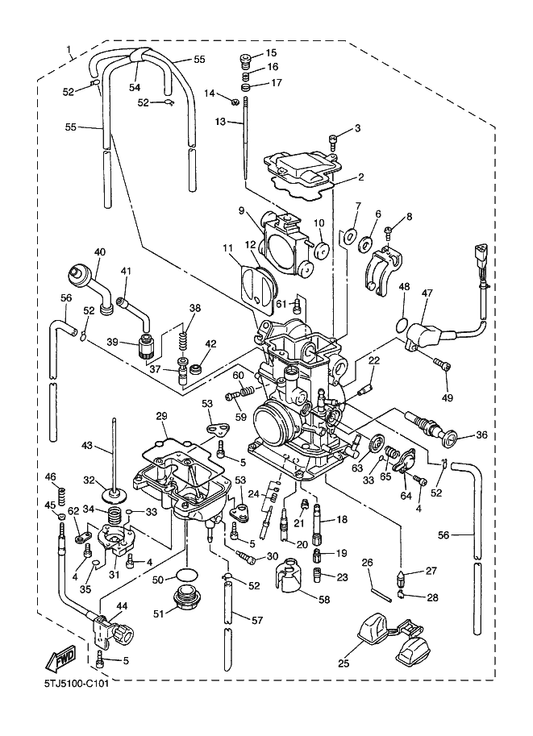 Yamaha 3TJ-14191-40 . . Plug, Drain — shown on the Carburetor parts diagram