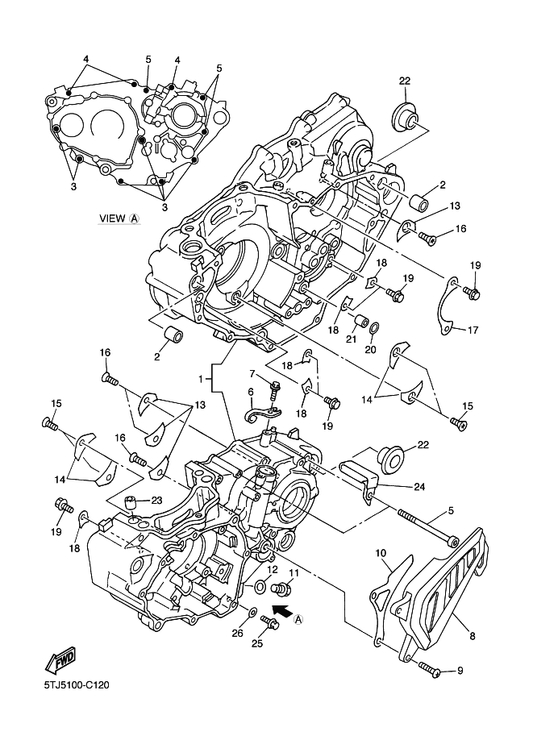 Yamaha 5TA-15421-10 Cover, Crankcase 2 — shown on the Crankcase parts diagram